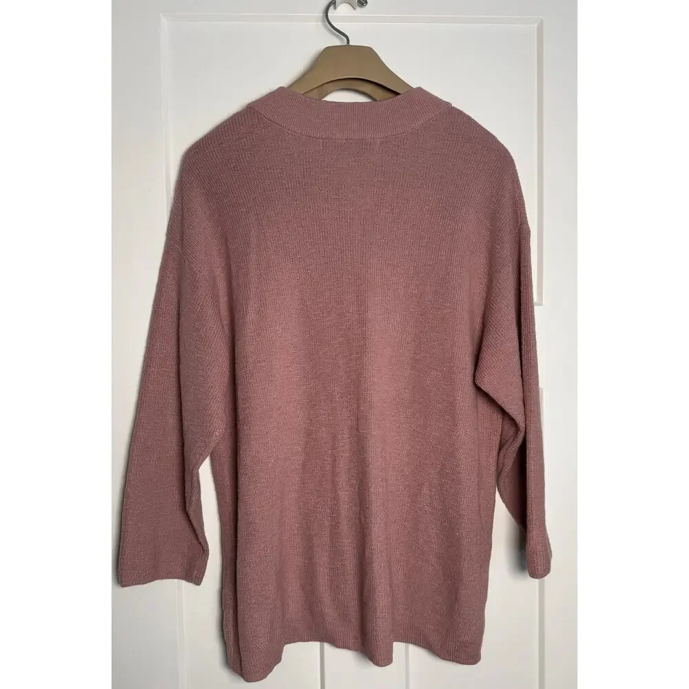Free People Beach Sweater Medium Pink Cotton Blend Lightweight Oversized Ribbed
